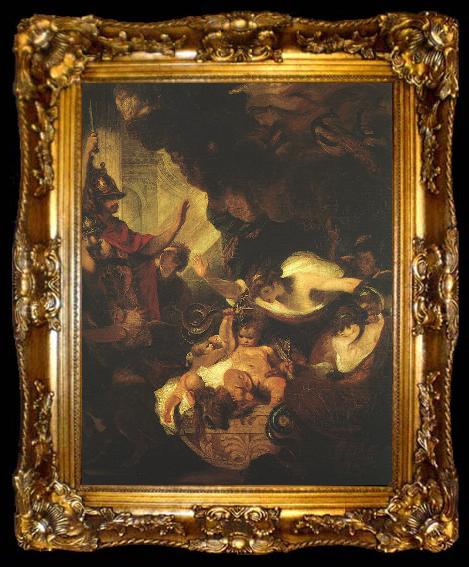 framed  Sir Joshua Reynolds The Infant Hercules Strangling the Serpents Sent by Hera, ta009-2